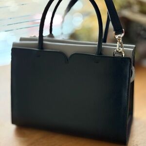 kate spade Black Leather Satchel with Heart Charm